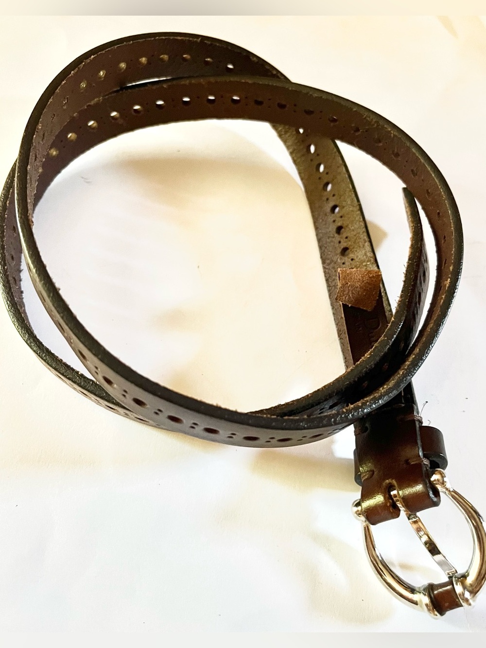 Massimo Dutti Brown Perforated Leather Belt